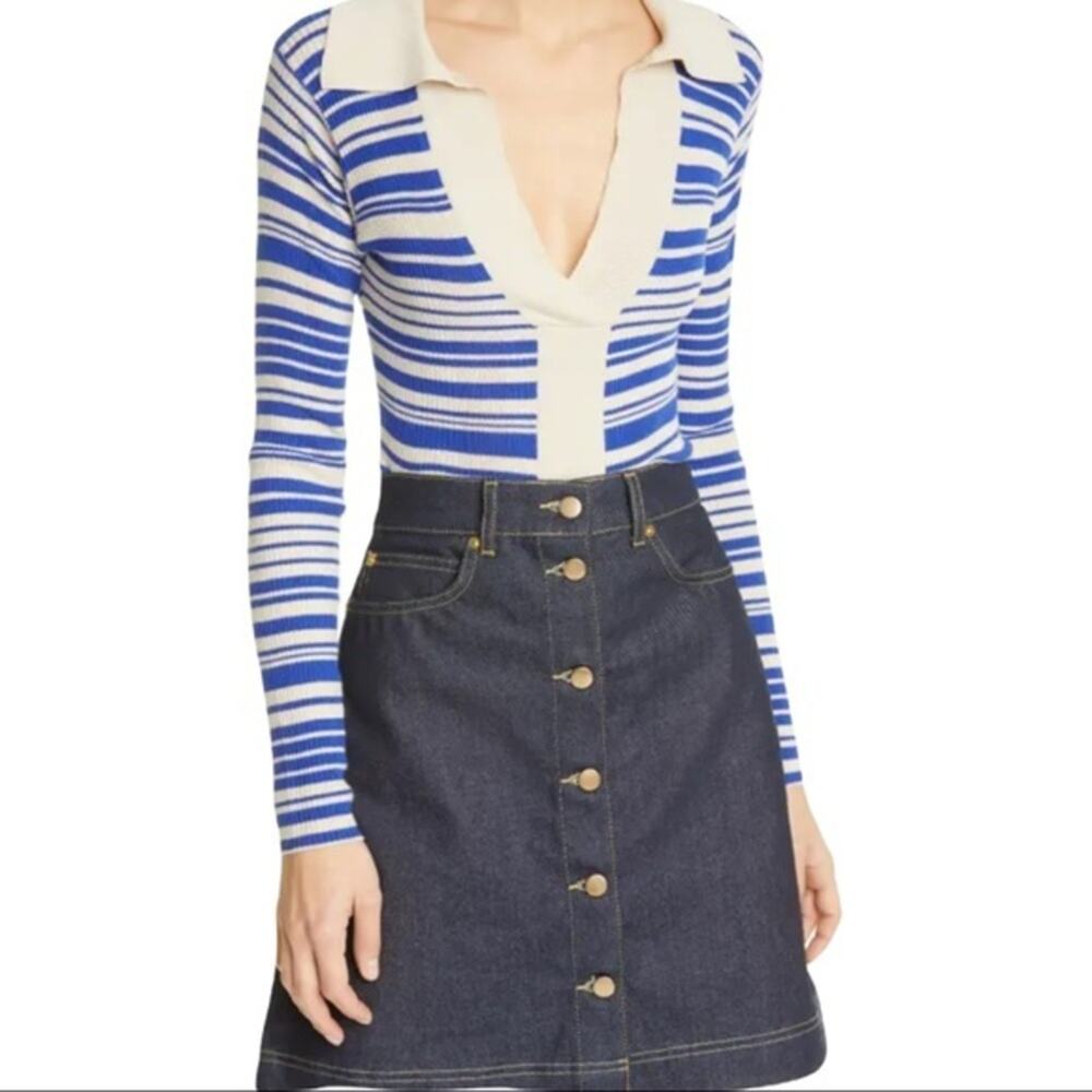 REMAIN Birger Christensen Joy Stripe Sweater In Total Eclipse Comb 38 NWT